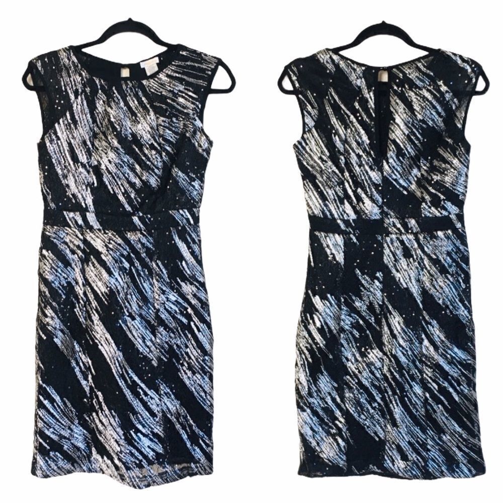 Silver Metallic Sequin LBD Cocktail Dress Sz M NWT